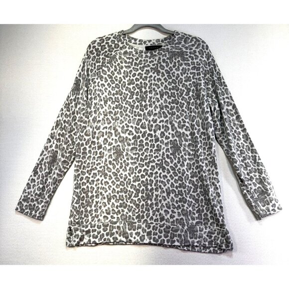 Tahari Womens Knit Sweater Top M Leopard Print Long Sleeve Casual - Picture 1 of 10